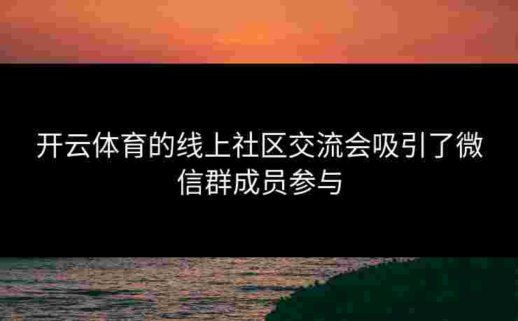 开云体育的线上社区交流会吸引了微信群成员参与