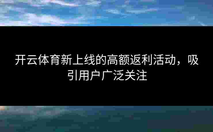 开云体育新上线的高额返利活动，吸引用户广泛关注